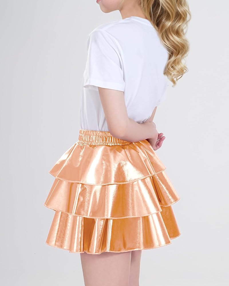 Amazon.com: KEREDA Girls Metallic Skirt 3-Layer Ruffle Kids